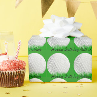 Large Golf Balls in Grass Wrapping Paper