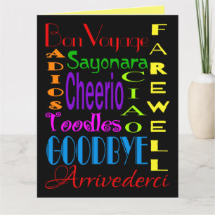 Large Goodbye Adios Cheerio 8 x 10 Farewell Card