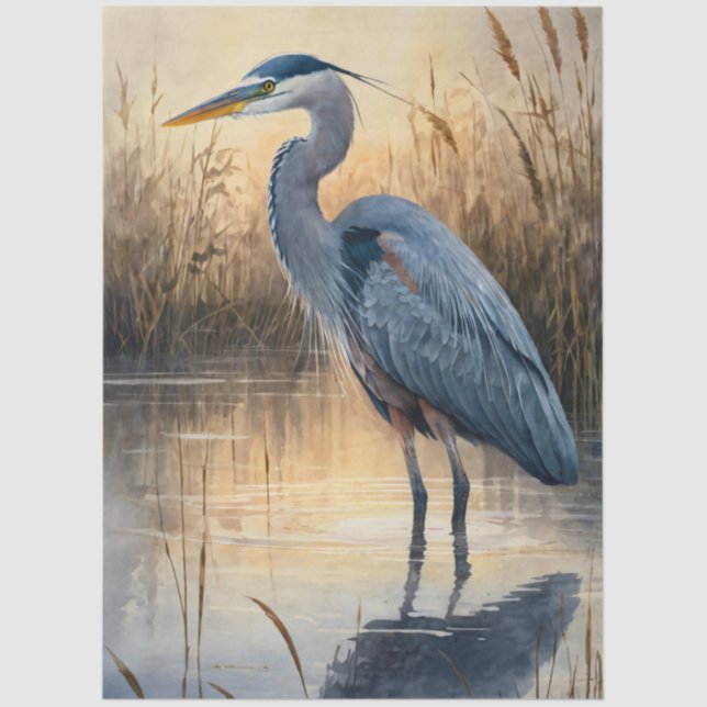 Large Great Blue Heron Decoupage (2) Tissue Paper (Front)