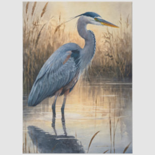 Large Great Blue Heron Decoupage Tissue Paper
