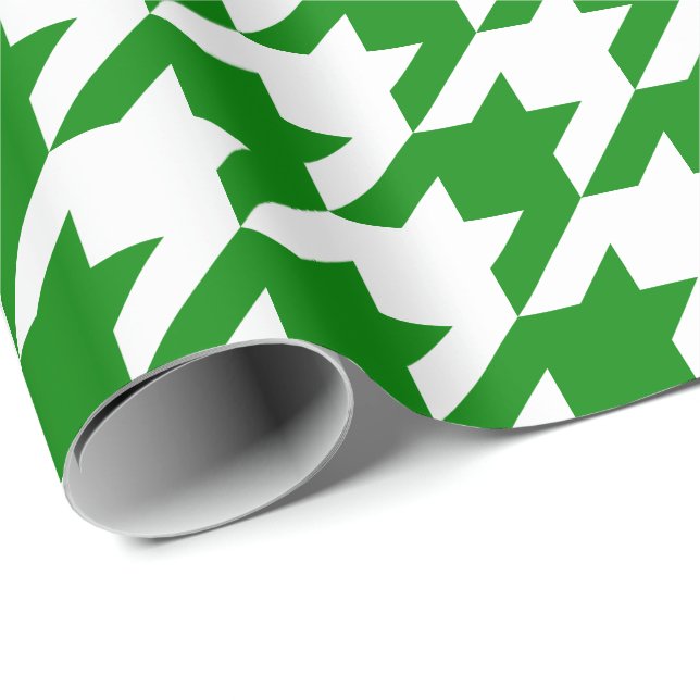 Large Green and White Houndstooth Wrapping Paper (Roll Corner)