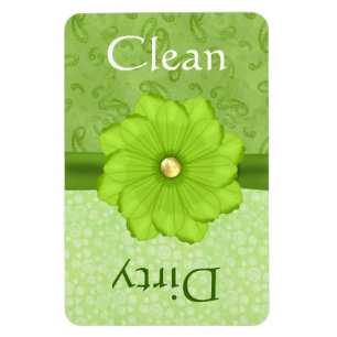 Large Green Floral Dishwasher Magnet
