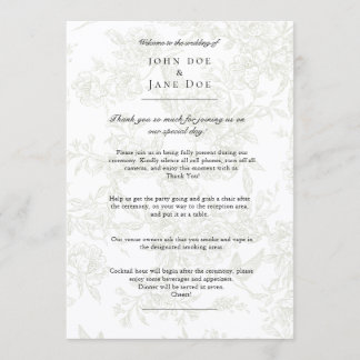 Large Green Floral Wedding Program