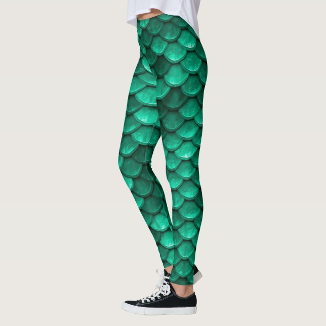 Large Green Mermaid Scales Leggings (Left)