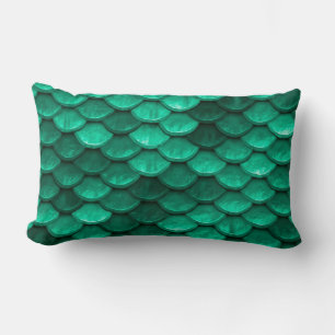 Large Green Mermaid Scales Lumbar Cushion