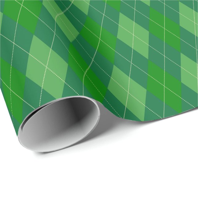 Large Green Tones Argyle Wrapping Paper (Roll Corner)