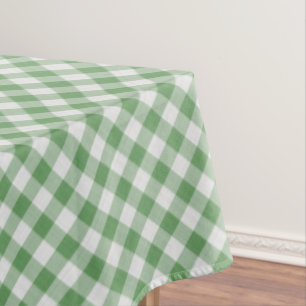 Large Green/White Gingham Checks Pattern Geometric Tablecloth