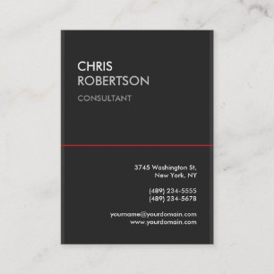 Large Grey Red Line Attractive Business Card