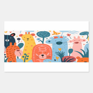 Large group of colourful monsters rectangular sticker