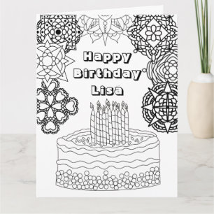 Large Happy Birthday Adult Colouring Card