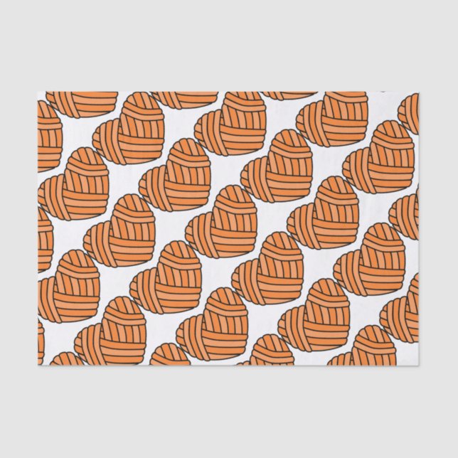 Large Heart Shaped Ball of Yarn (Orange) Tissue Paper (Front)