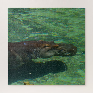 Large Hippopotamus Swimming Under Water, Jigsaw Puzzle