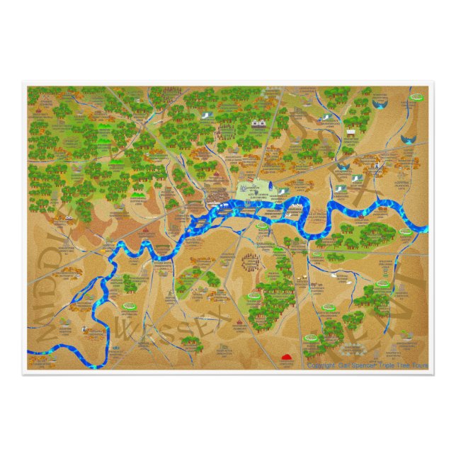 Large Historic London Map Photo Print (Front)