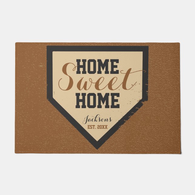 Large Home Sweet Home Plate Family Name Doormat (Front)