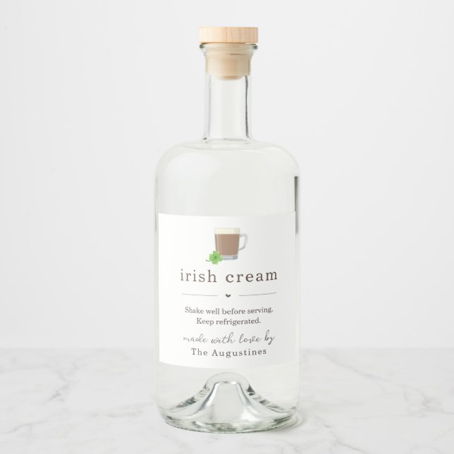 Large Homemade Irish Cream Liqueur Bottle Label (Front)