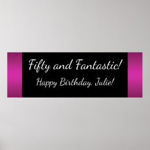 Large Hot Pink Birthday Party Banner Poster