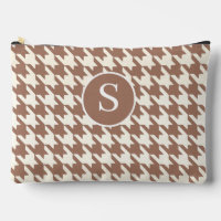 Large Houndstooth Pattern Mocha Mousse and White