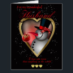 large Husband Christmas Card - Snowman In Heart<br><div class="desc">Large Greeting Card For Husband Christmas Card - Snowman In Heart</div>