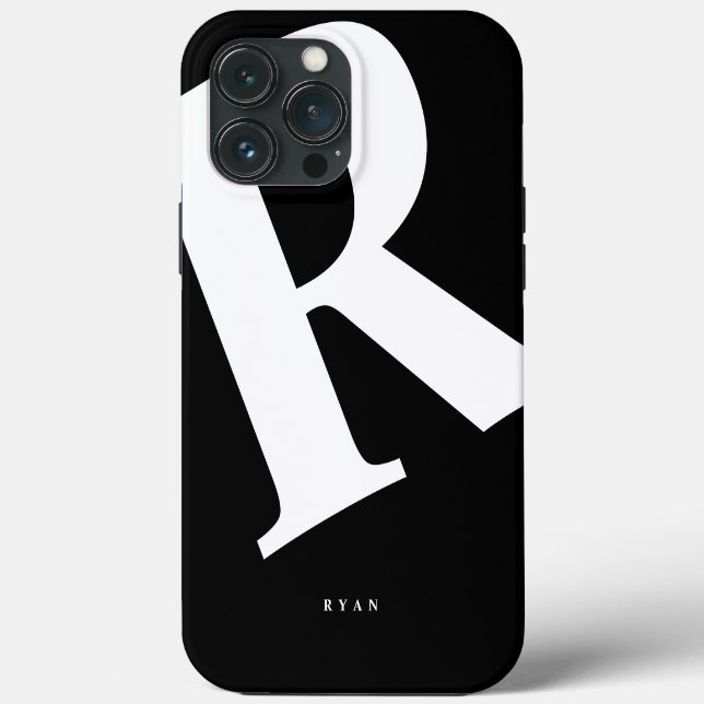 Large Initial | Modern Typography | Black Case-Mate iPhone Case (Back)