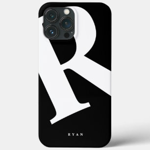 Large Initial   Modern Typography   Black iPhone 13 Pro Max Case