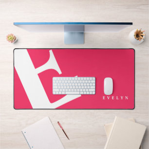 Large Initial Modern Typography Pink Desk Mat