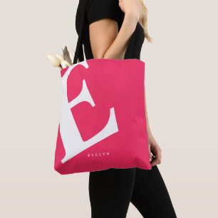 Large Initial Modern Typography Pink Tote Bag
