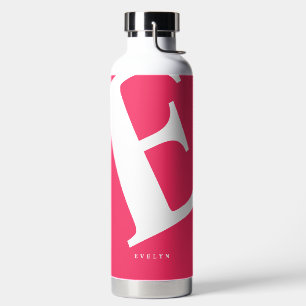 Large Initial   Modern Typography   Pink Water Bottle