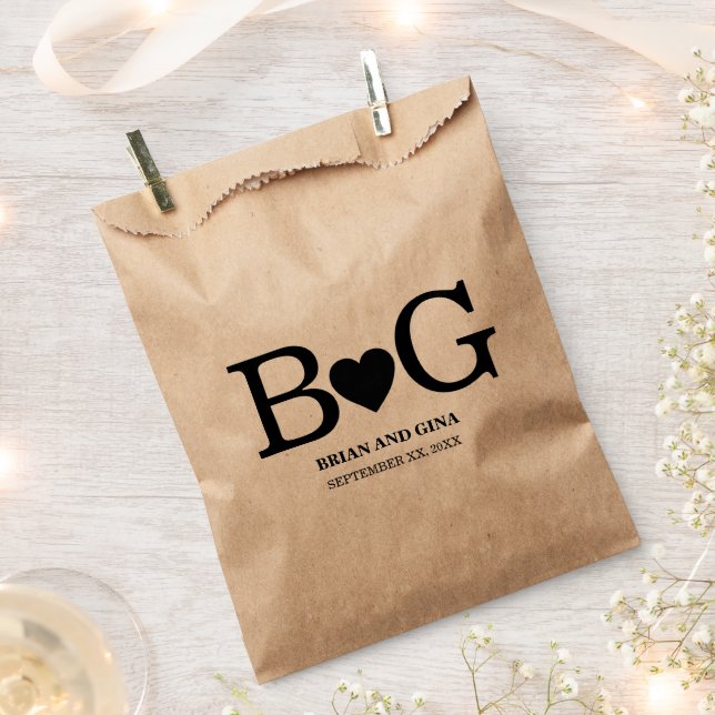 Large Initials Personalised Favour Bag (Clipped)