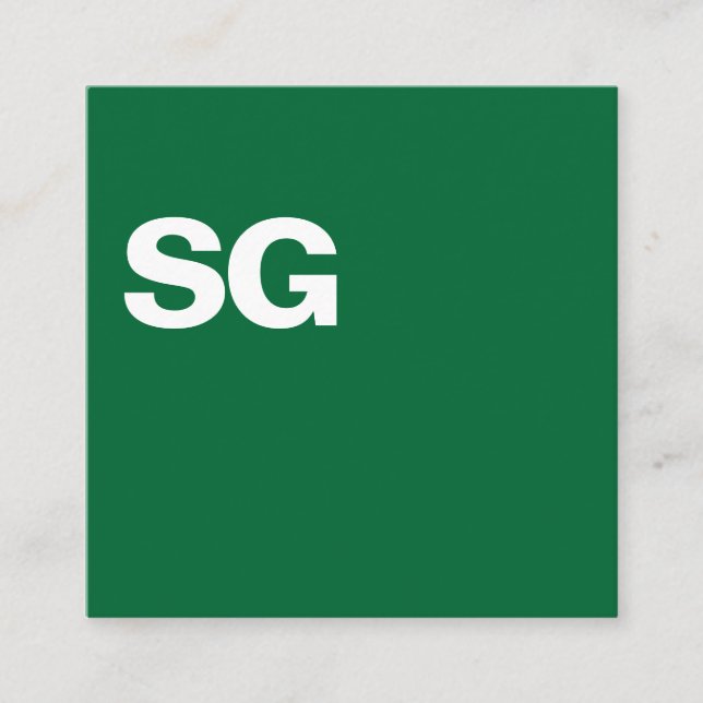 Large Initials - Square - Forest Green Business Card (Front)