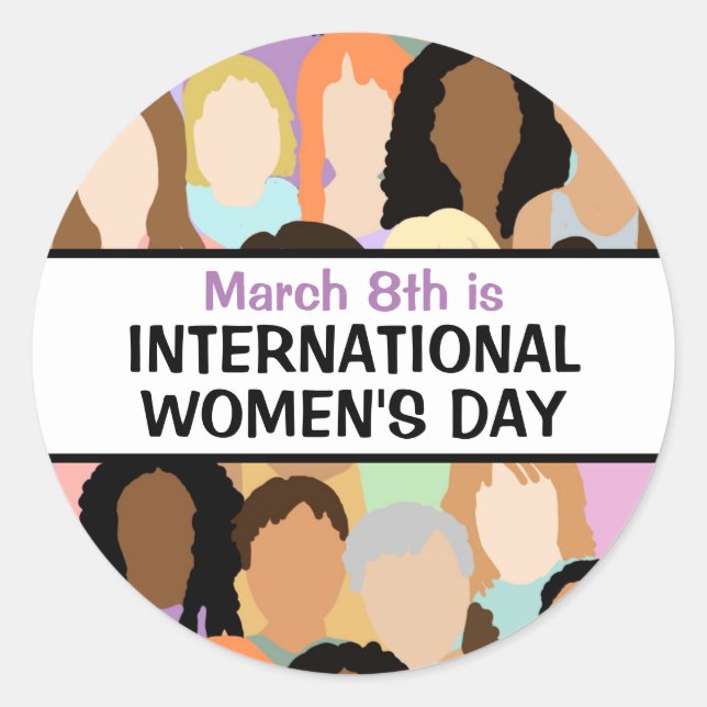 Large International Women's Day - March 8th    Classic Round Sticker (Front)