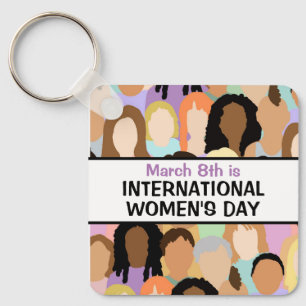 Large International Women's Day - March 8th   Key Ring