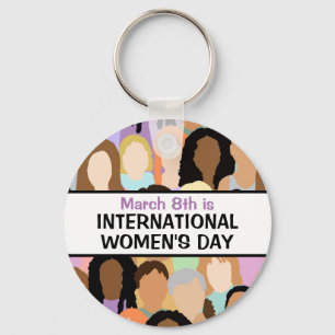 Large International Women's Day - March 8th   Key Ring