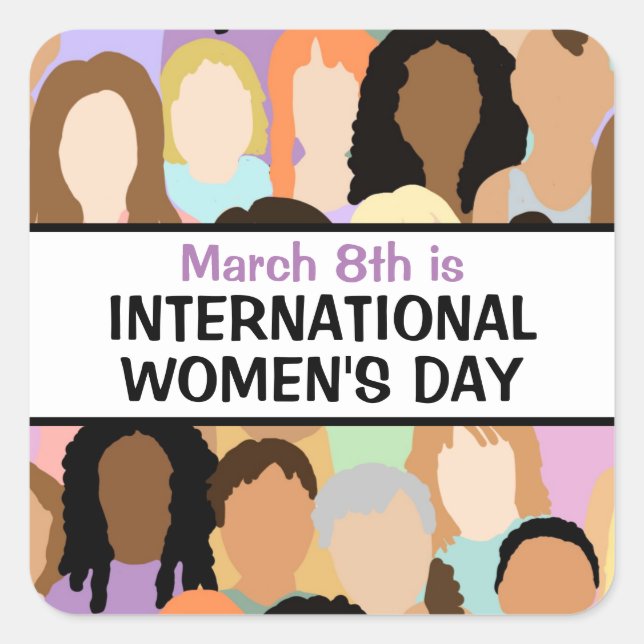 Large International Women's Day - March 8th    Square Sticker (Front)