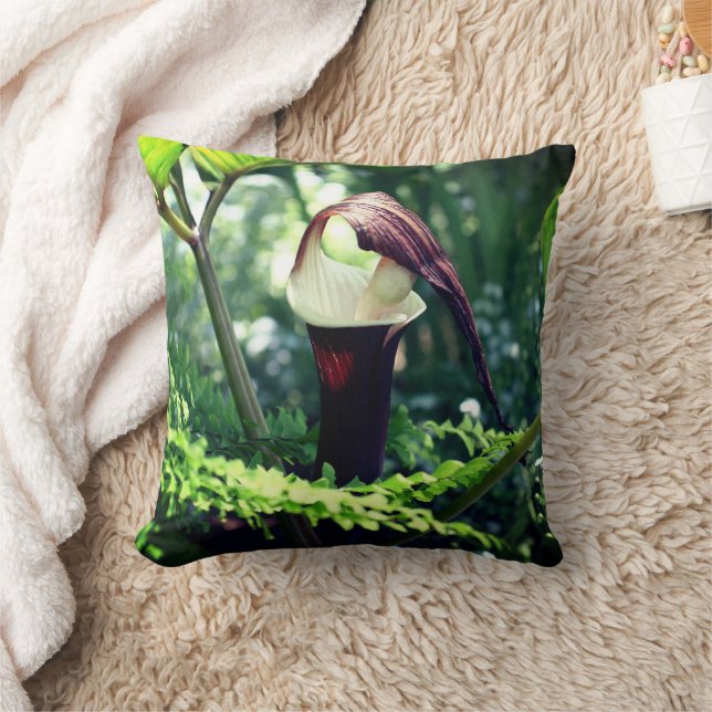 Large Jack In The Pulpit Flower Close Up  Cushion (Blanket)