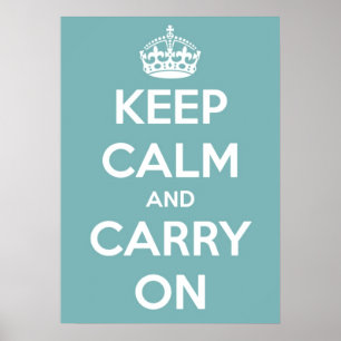 Large Keep Calm and Carry On Sky Blue Poster