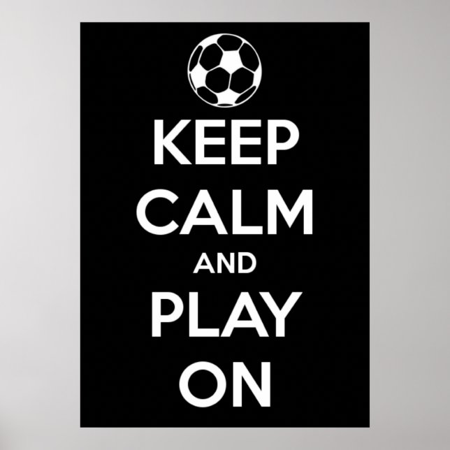 Large Keep Calm and Play On Black Poster (Front)