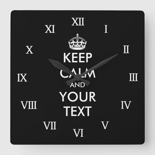 Large keep calm and your text wall clock (Front)