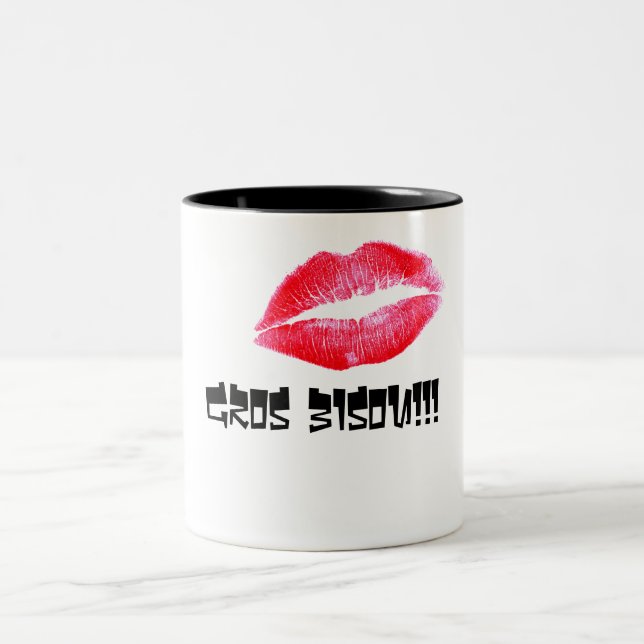 Large kiss! Two-Tone coffee mug (Center)