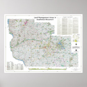Large   Land Mgt Areas In Southwest Wisconsin Map Poster