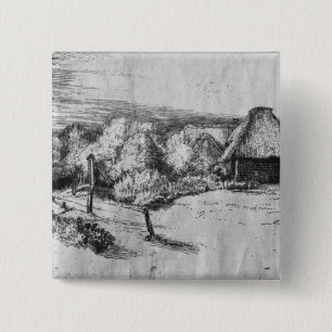 Large Landscape with a Tower, c.1650 15 Cm Square Badge
