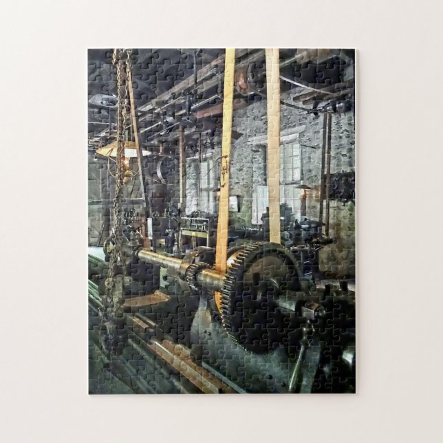 Large Lathe in Machine Shop Jigsaw Puzzle (Vertical)