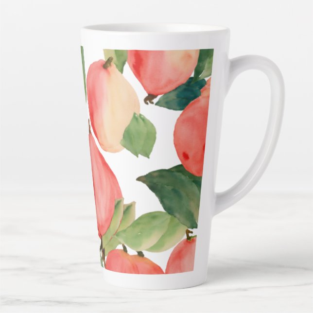 Large Latte Mug - 17 oz with Fruit Watercolor (Right)