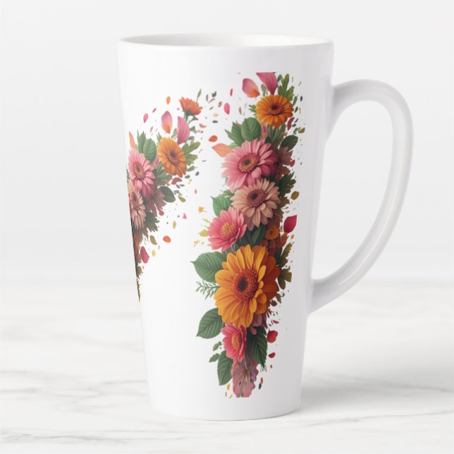 Large Latte Mug 17oz - Floral Explosion Design (Right)