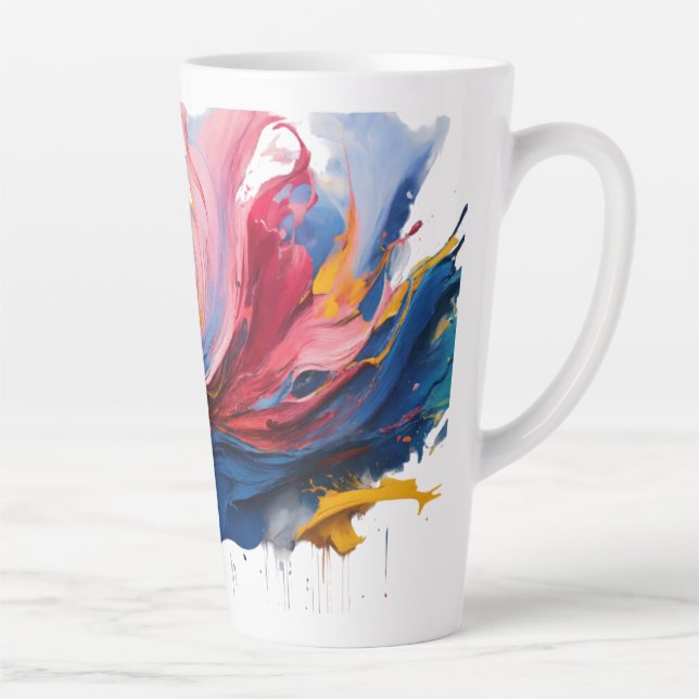 Large Latte Mug - Abstract Colour Splashes, 17 oz  (Right)