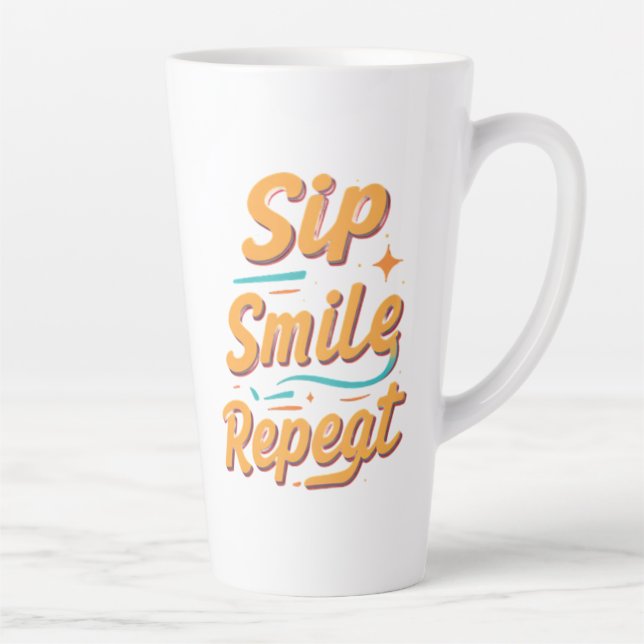 Large Latte Mug - Sip, Smile, Repeat (Right)