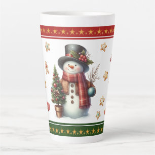 Large Latte Mug with Snowman and Christmas Cookies