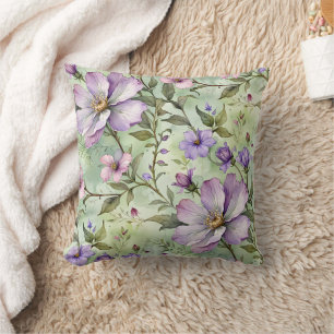 Large Lavender Flowers on Mint Cushion