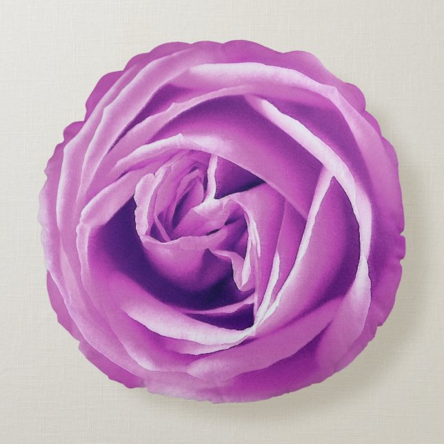 Large Lavender Rose Print  Round Pillow (Front)