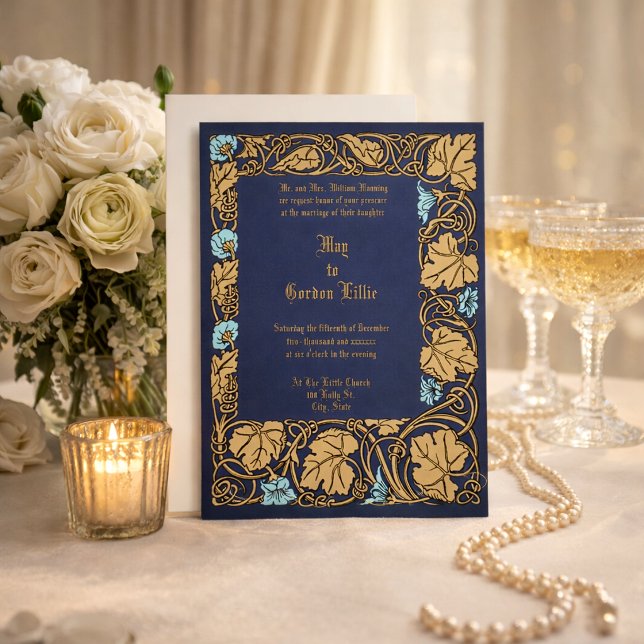 Large Leaf Floral Vine Border Wedding Invitation (Creator Uploaded)