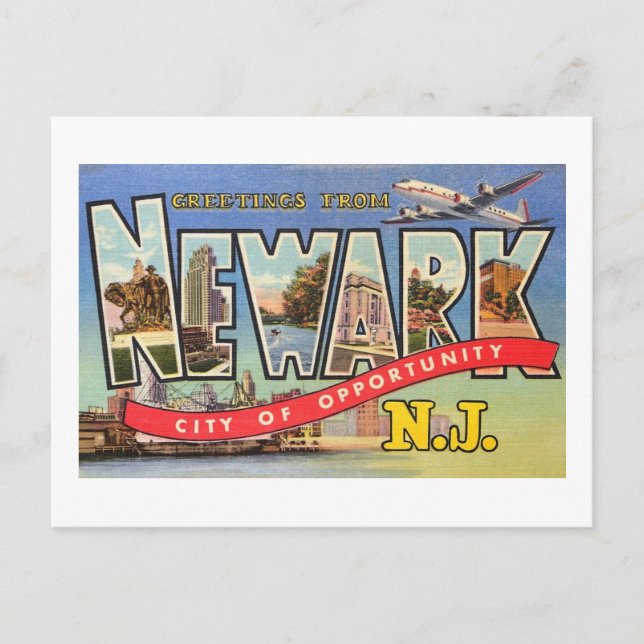 Large Letter Greeting, Newark, NJ Vintage Postcard (Front)